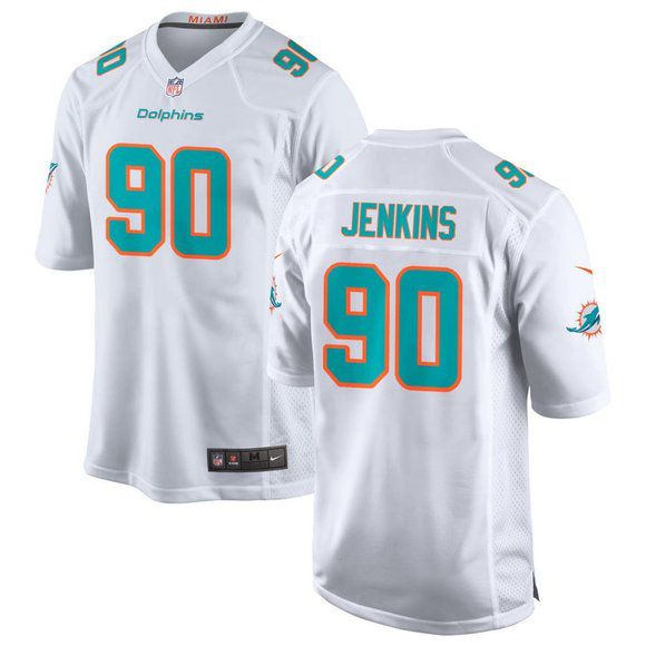 Men Miami Dolphins 90 John Jenkins Nike White Game NFL Jersey